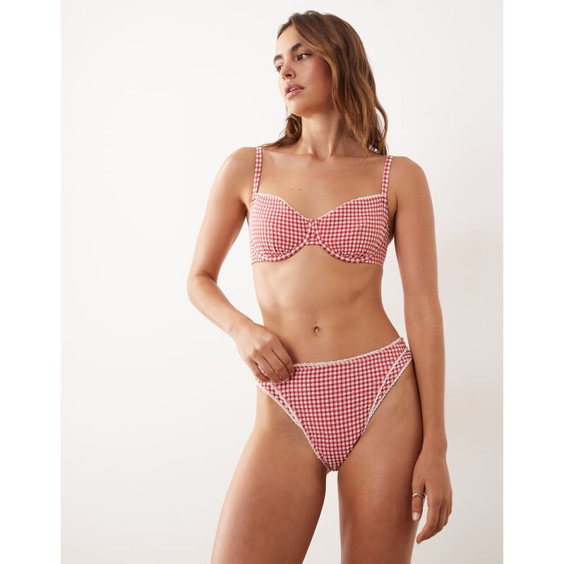 Abercrombie & Fitch mid rise contrast seam bikini bottoms co-ord in 115043339