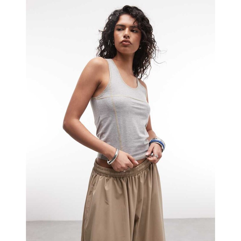 COLLUSION contrast stitch vest in grey marl 115043355