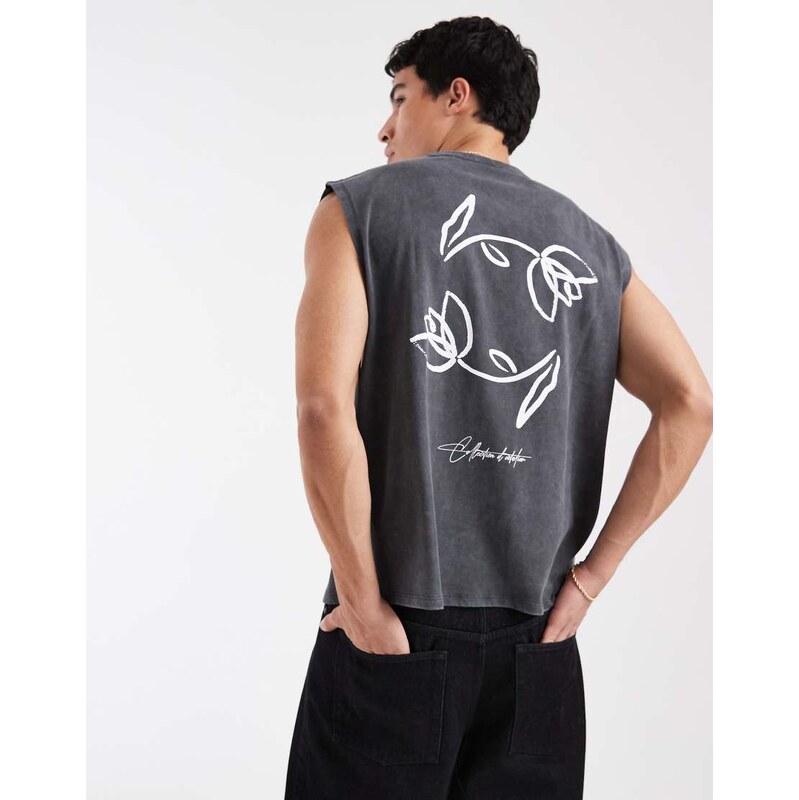 ASOS DESIGN heavyweight boxy oversized tank with floral graphic