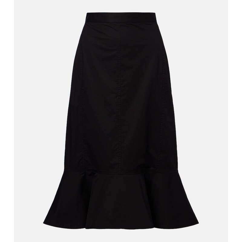 Plan C Ruffled cotton-blend poplin midi skirt