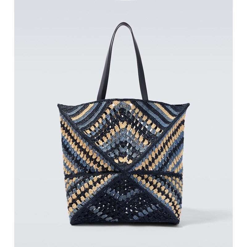 Loewe Paulas Ibiza Puzzle Fold XL raffia tote bag