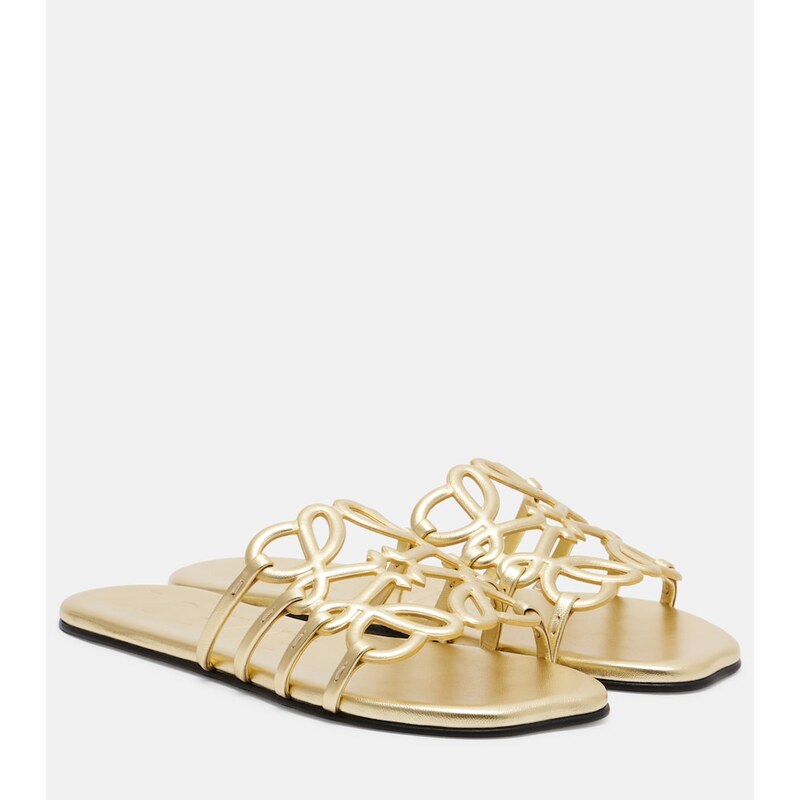 Loewe Paulas Ibiza Petal Anagram leather slides
