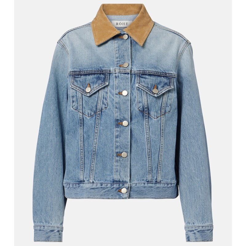 Róhe Suede-trimmed denim jacket