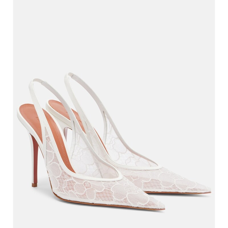 Amina Muaddi Anok lace slingback pumps