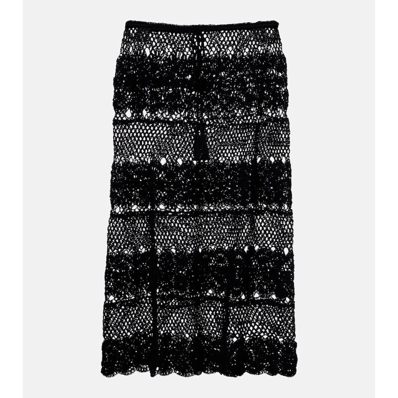 Anna Kosturova Filigree crochet cotton midi skirt