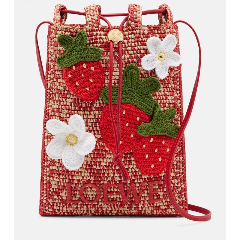 Loewe Paulas Ibiza raffia pouch with strap