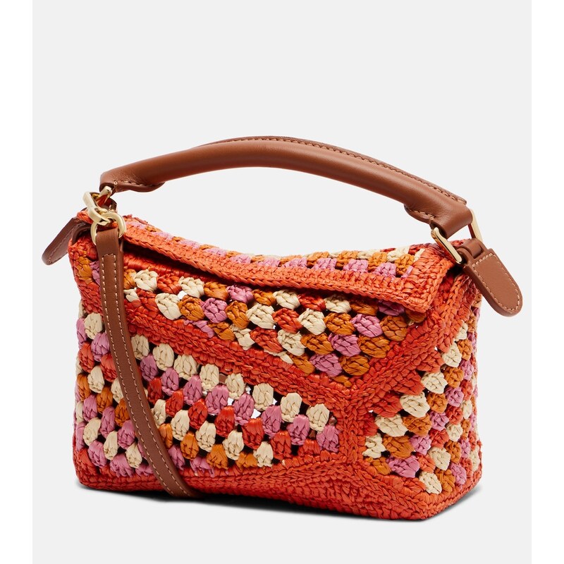 Loewe Paulas Ibiza Puzzle Mini raffia top-handle bag