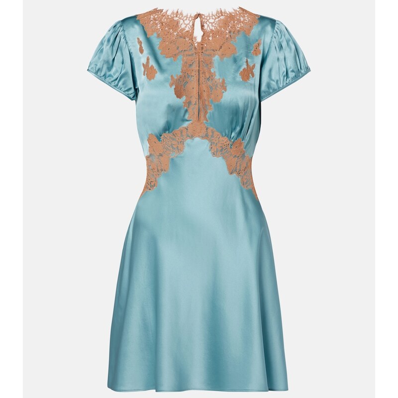 Dôen Junia lace-trimmed silk satin minidress