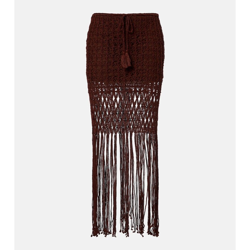 Anna Kosturova Crochet fringed cotton miniskirt