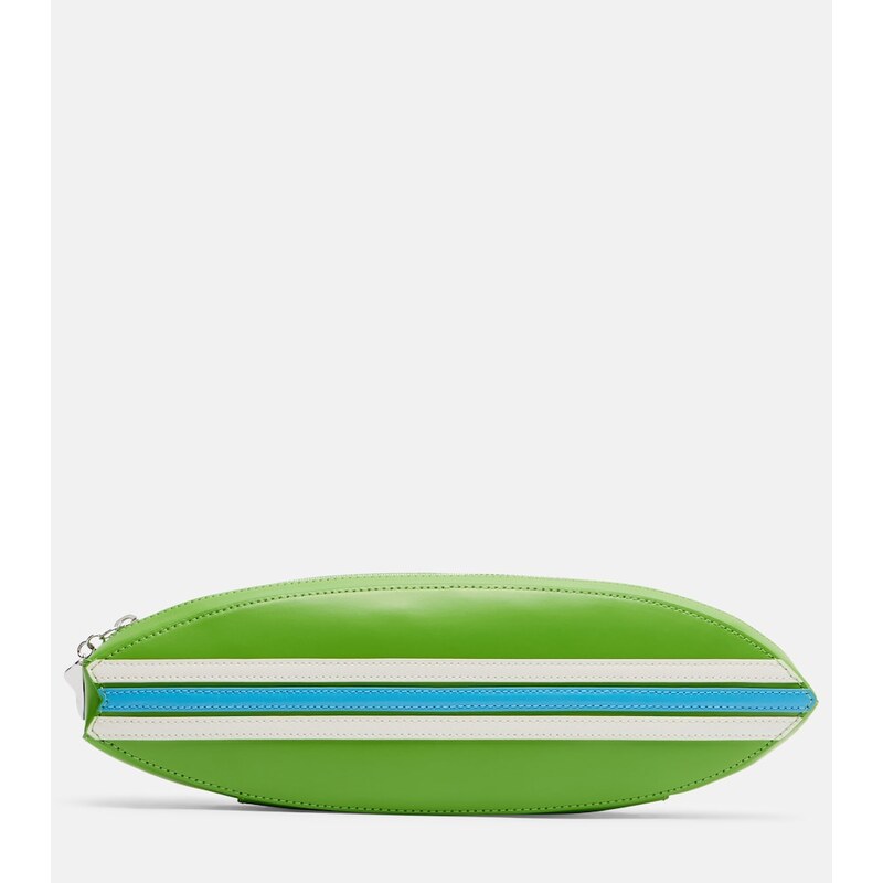 Staud Surfboard striped leather clutch
