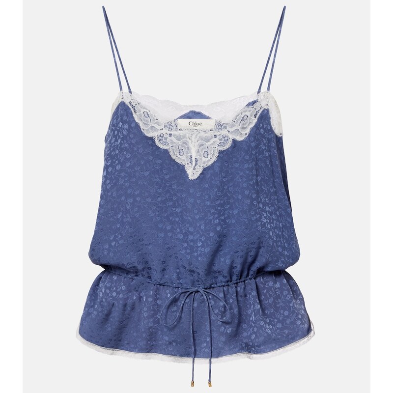 Chloe ChloÃ Lace-trimmed silk jacquard camisole