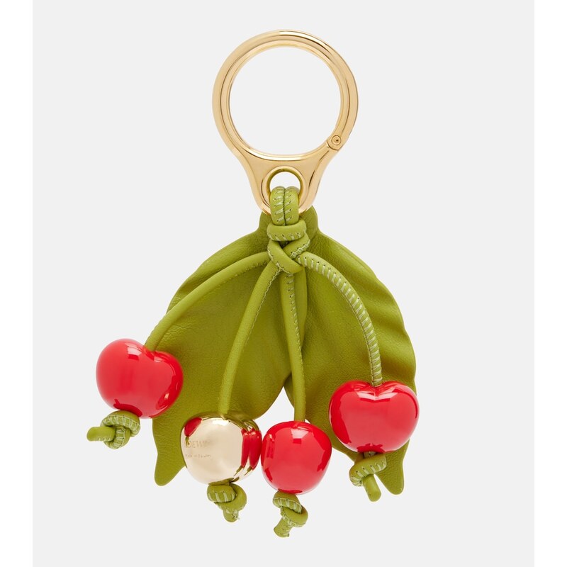 Loewe Paulas Ibiza Cherry leather-trimmed charm