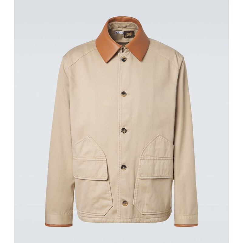 Loewe Paulas Ibiza leather-trimmed cotton jacket