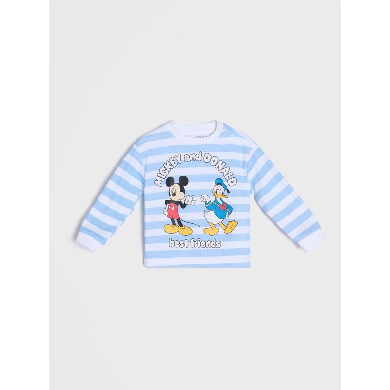 Sinsay - Bavlněná mikina s potiskem Mickey and Donald - bílá