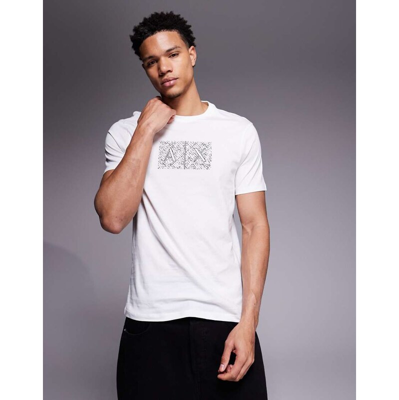 Armani Exchange crew neck logo t-shirt in off white