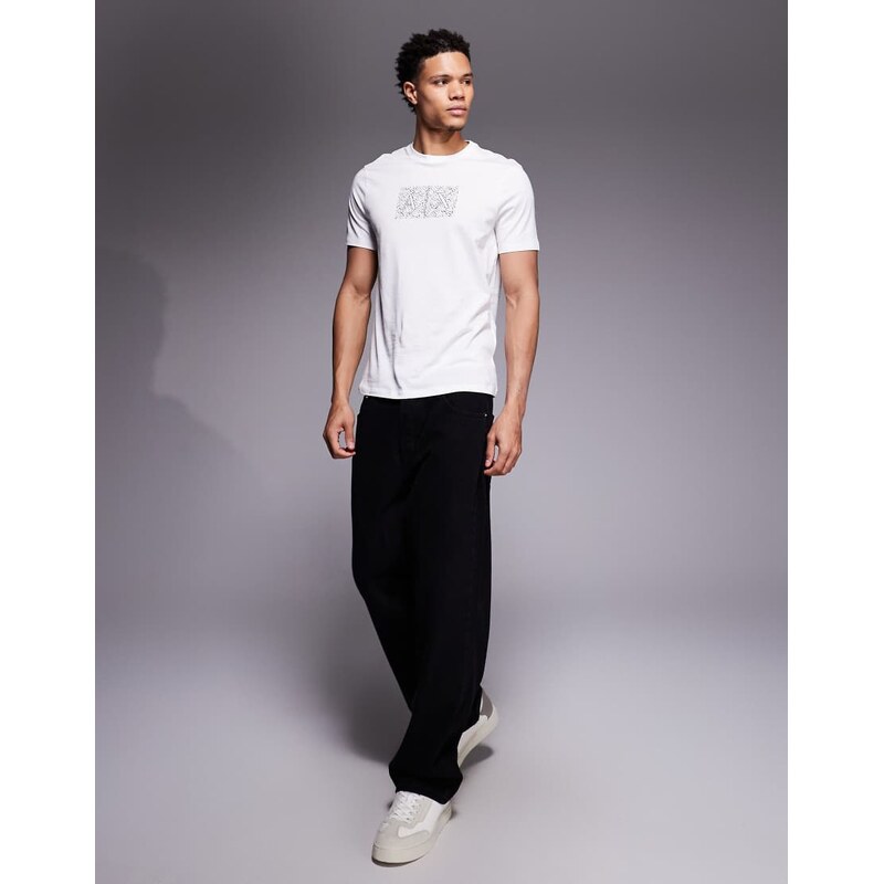 Armani Exchange crew neck logo t-shirt in off white