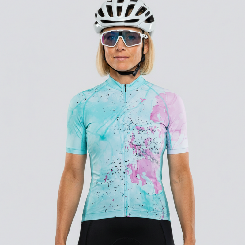 Dámský cyklistický dres Silvini Calnia šedá/modrá 115053375