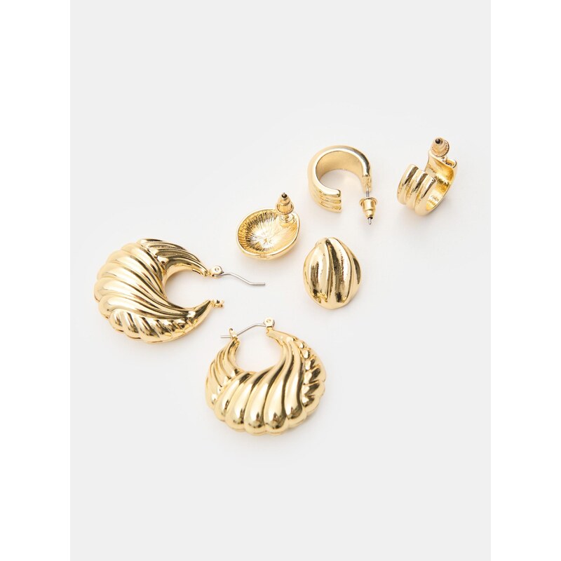 Sinsay - Sada zlatých náušnic 3 pack - zlatá 115049212