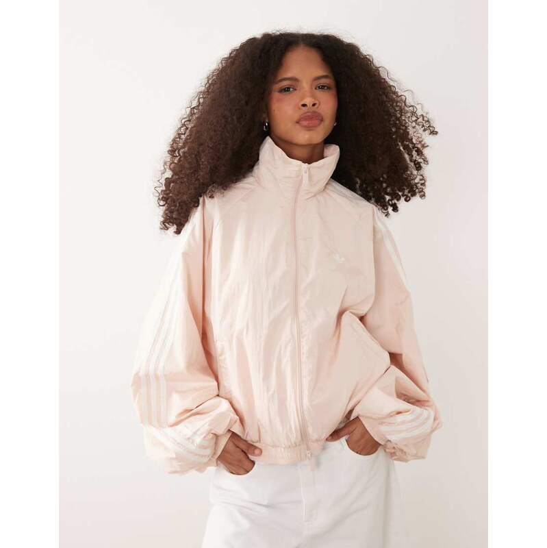 adidas Originals nylon balloon sleeve track top in light pink 115561030