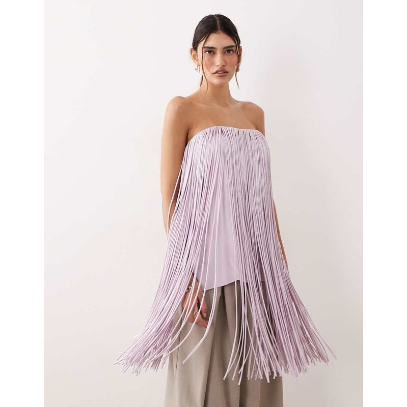 ARRANGE fringed bandeau top in lilac-Pink