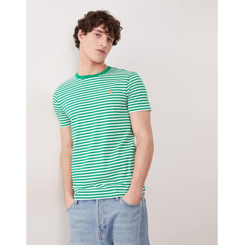 Polo Ralph Lauren icon logo stripe pima cotton t-shirt custom