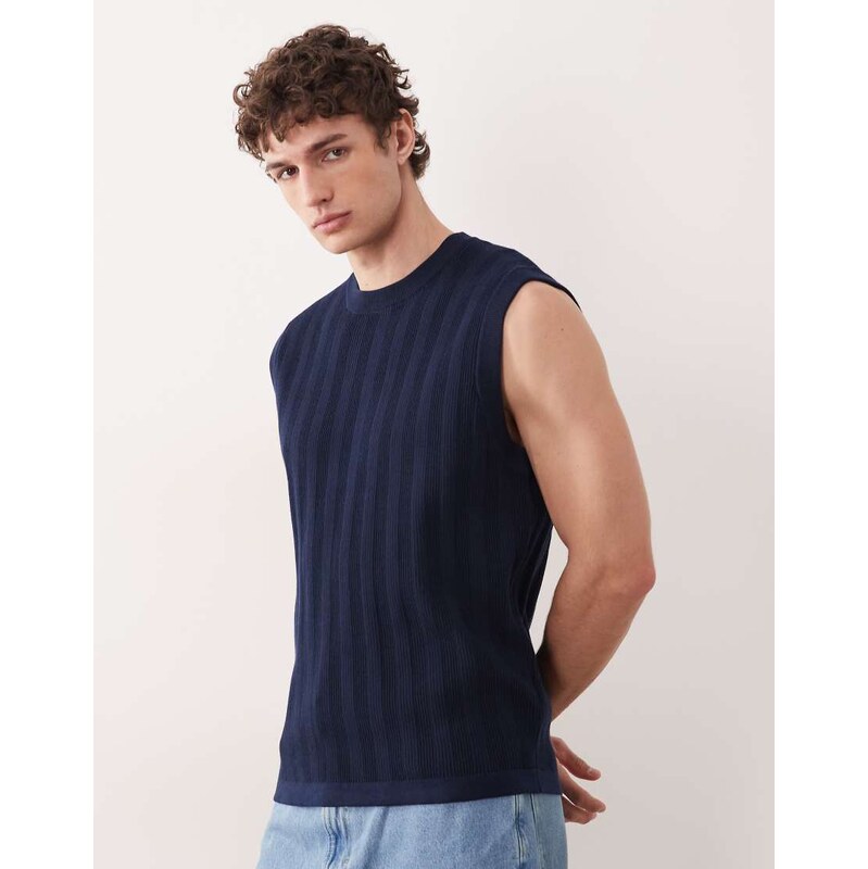 South Beach knitted vest top in navy