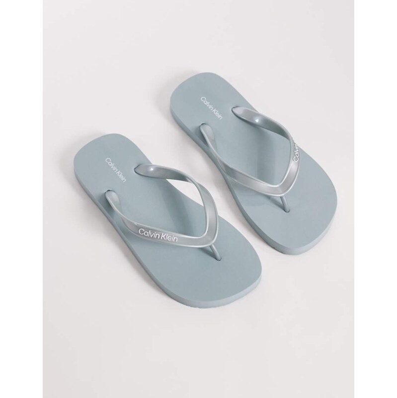 Calvin Klein Jeans metallic flip flops in blue 115051849