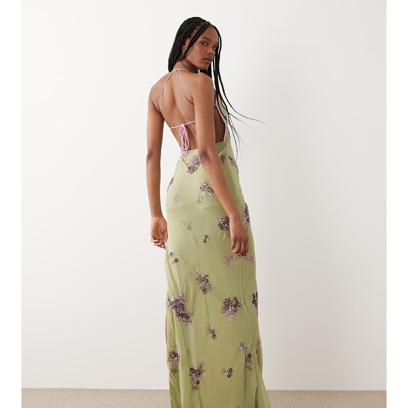 ASOS Tall ASOS DESIGN Tall ditsy embellished bias semi sheer chiffon 115051992