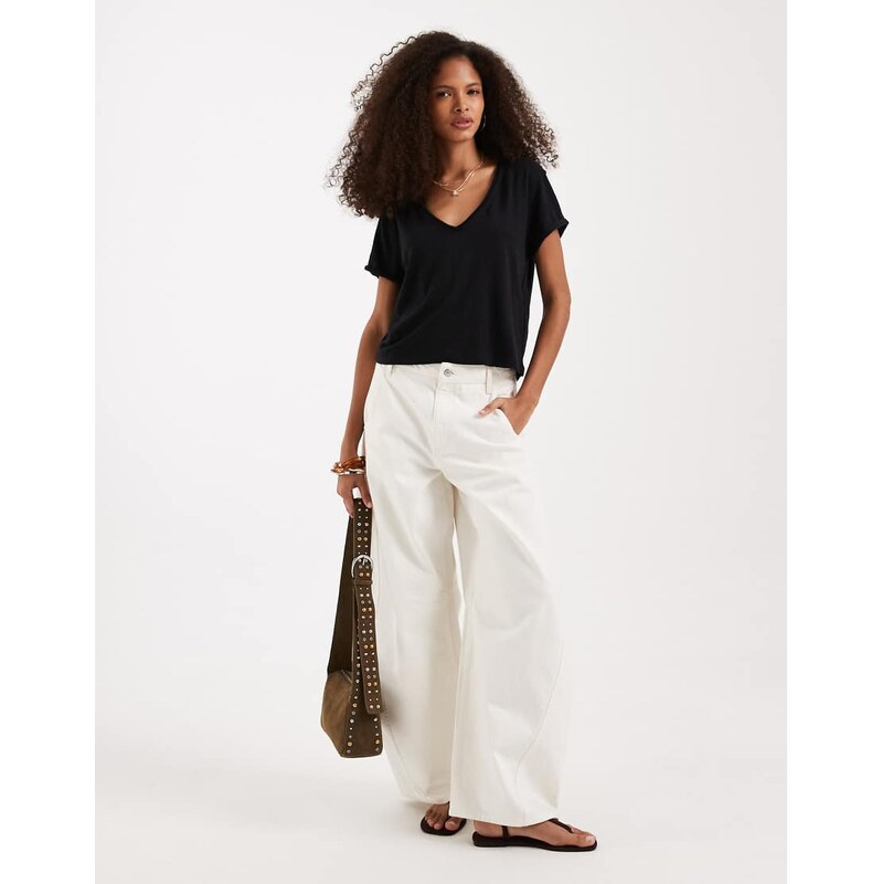 Free People take 2 v neck boxy t-shirt in black 115052219
