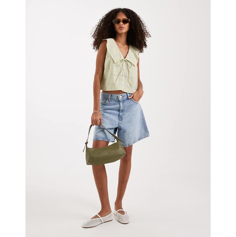 Free People waiting for me crop top in green combo 115052223