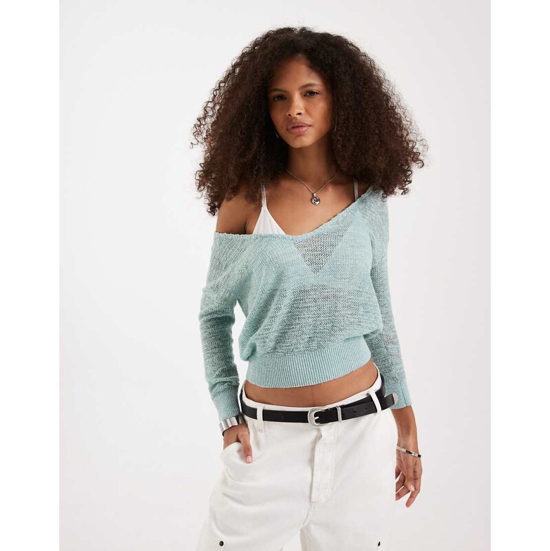Free People soft fine gauge pullover in mermaid blue 115052226