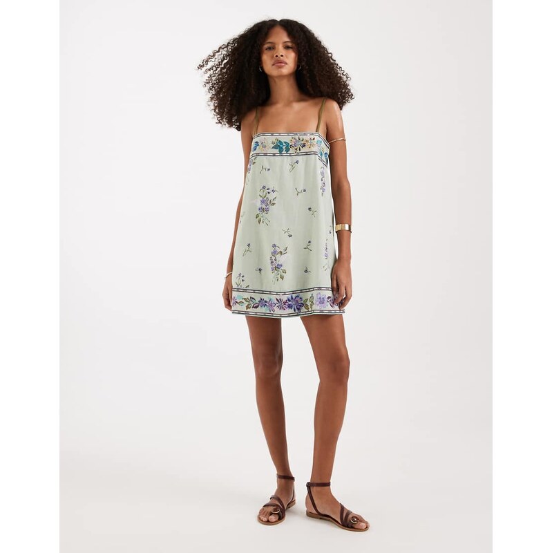 Free People bali take you with me mini slip dress in mint combo