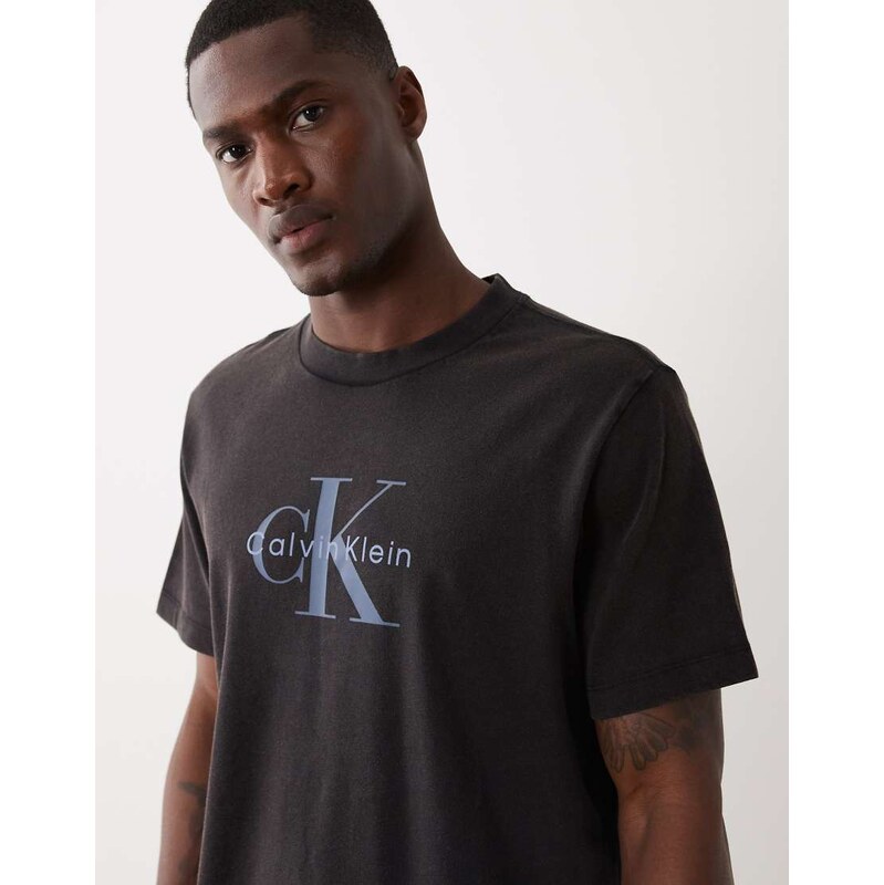 Calvin Klein Jeans Monologo graphic t-shirt in black acid wash