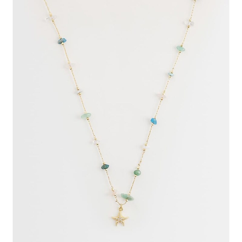 Accessorize Z collection pink and green stationed starfish necklace in 115052267