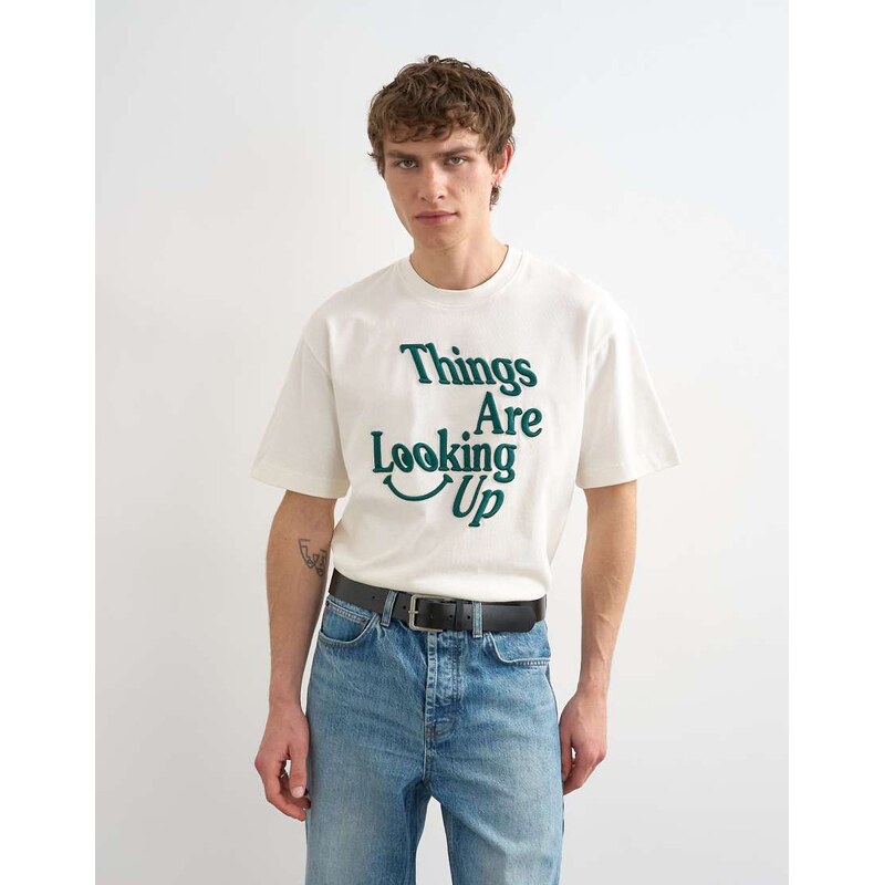 Topman relaxed fit t-shirt with things are looking up embroidery