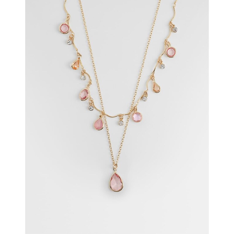 Accessorize layered delicate gem necklace in light pink