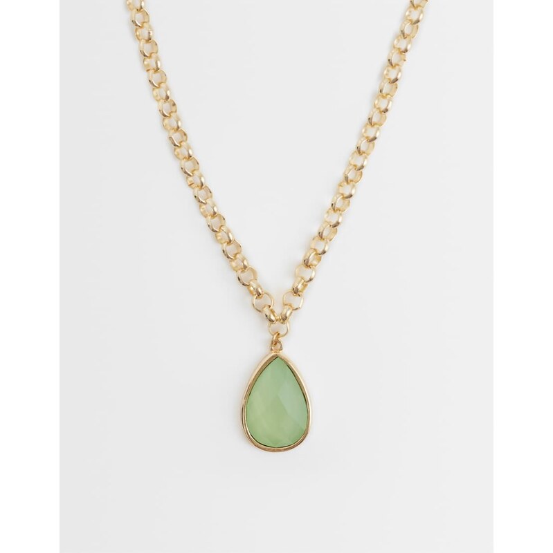 Accessorize single gem pendant necklace in green