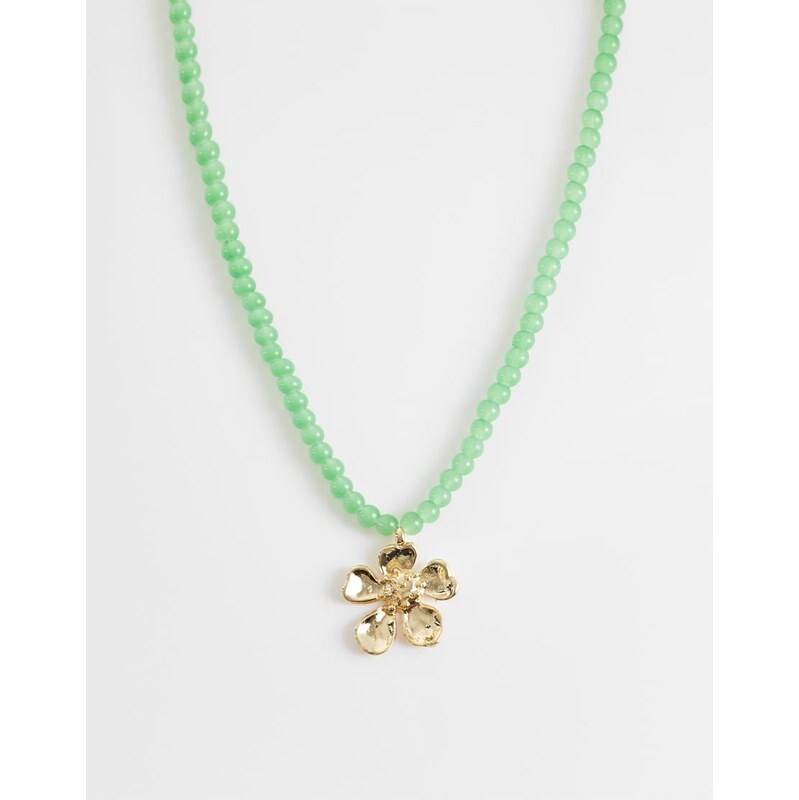 Accessorize beaded flower necklace in green 115052317