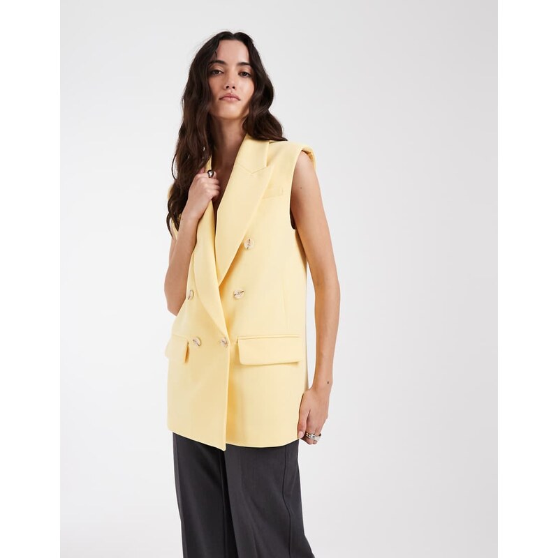 ASOS DESIGN tailored sleeveless double breasted power shoulder