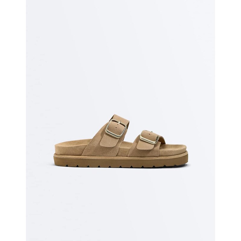 OYSHO Platform buckle sandals in toasted brown