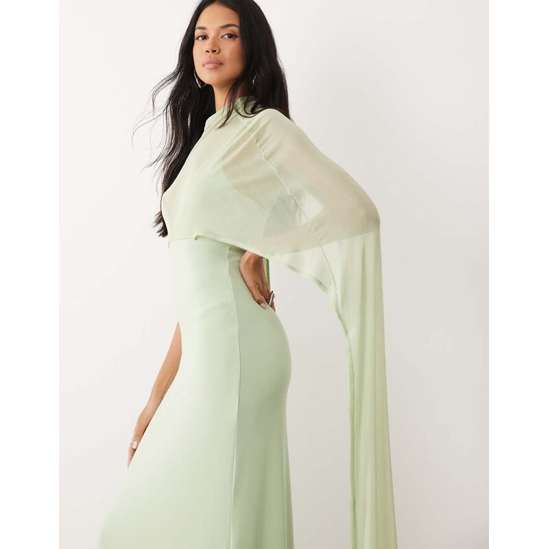 ASOS DESIGN exaggerated cape maxi dress in sage green
