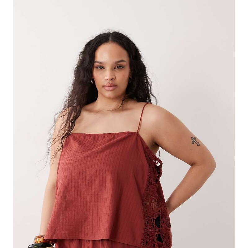 ASOS Curve ASOS DESIGN Curve Cleo beach top in rust-Orange 115519628