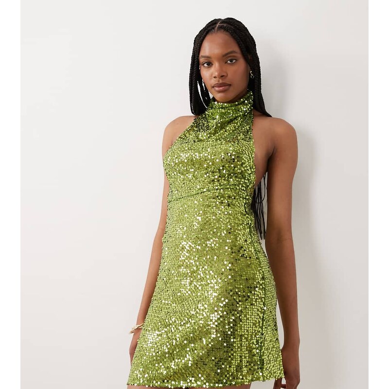 ASOS Tall ASOS DESIGN Tall embellished sheer scatter sequin halter 115520726