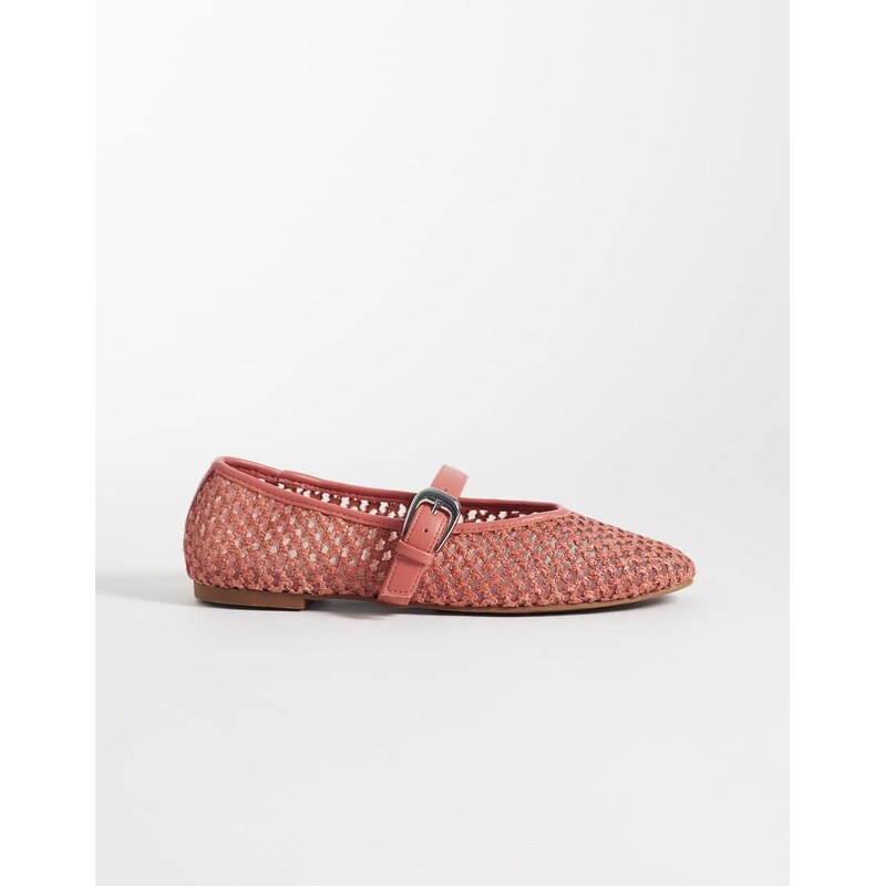 ASOS DESIGN Leah weave mary jane ballets in blush-Pink