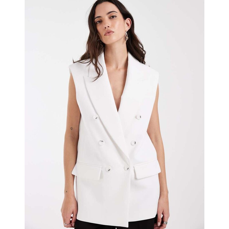 ASOS DESIGN tailored sleeveless double breasted power shoulder blazer 115523100