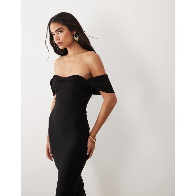 Vesper bengaline bardot off shoulder bodycon midaxi dress in