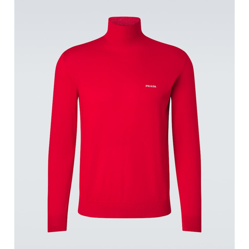 Pánský turtleneckový svetr v červené barvě od značky Prada