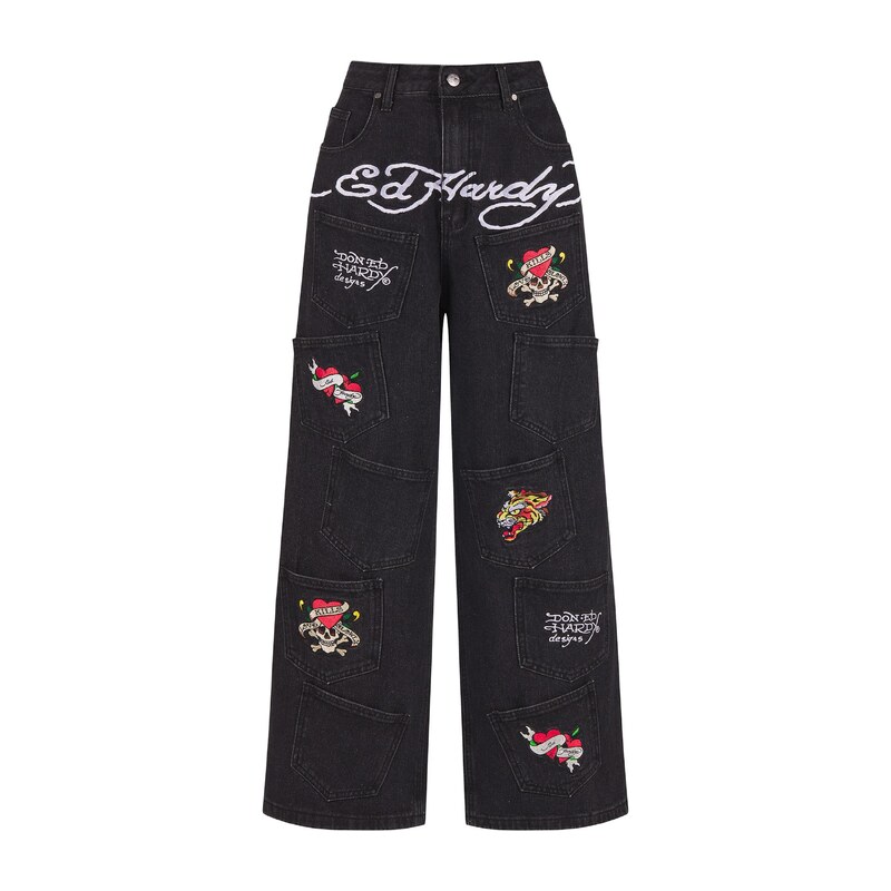 Ed Hardy Džíny červená / černá / bílá 113362829