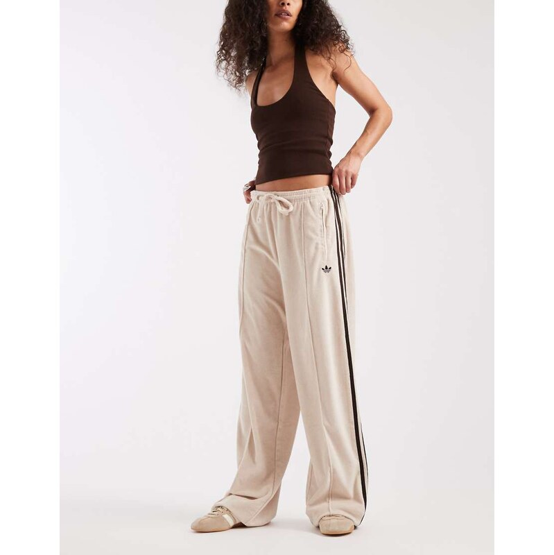 adidas Originals terry towel track pants in beige-Neutral