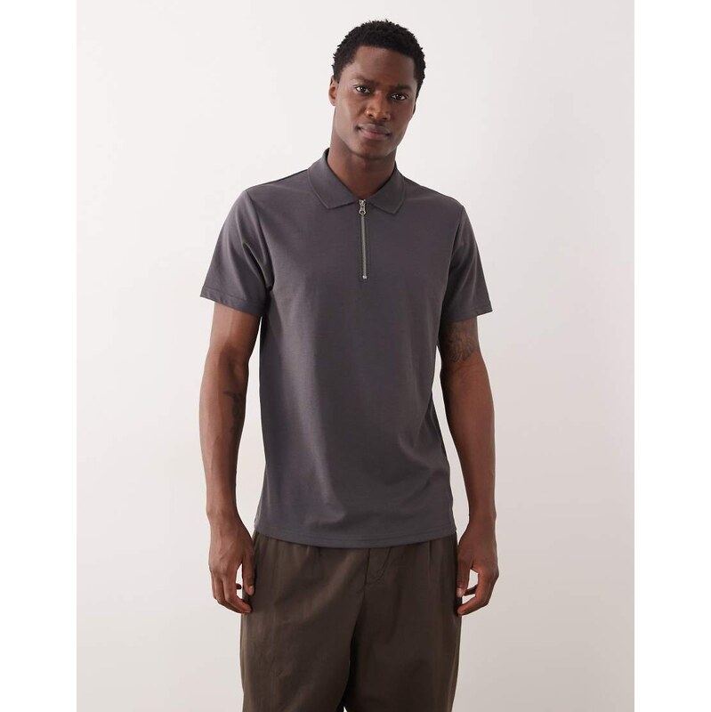 ASOS DESIGN breatheMAX heavyweight regular fit zip polo in